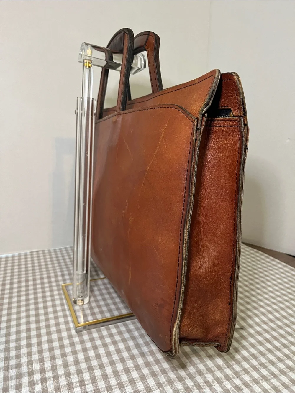 Vintage Schlesinger Brothers Brown Leather Briefcase / Portfolio 1970's-80's